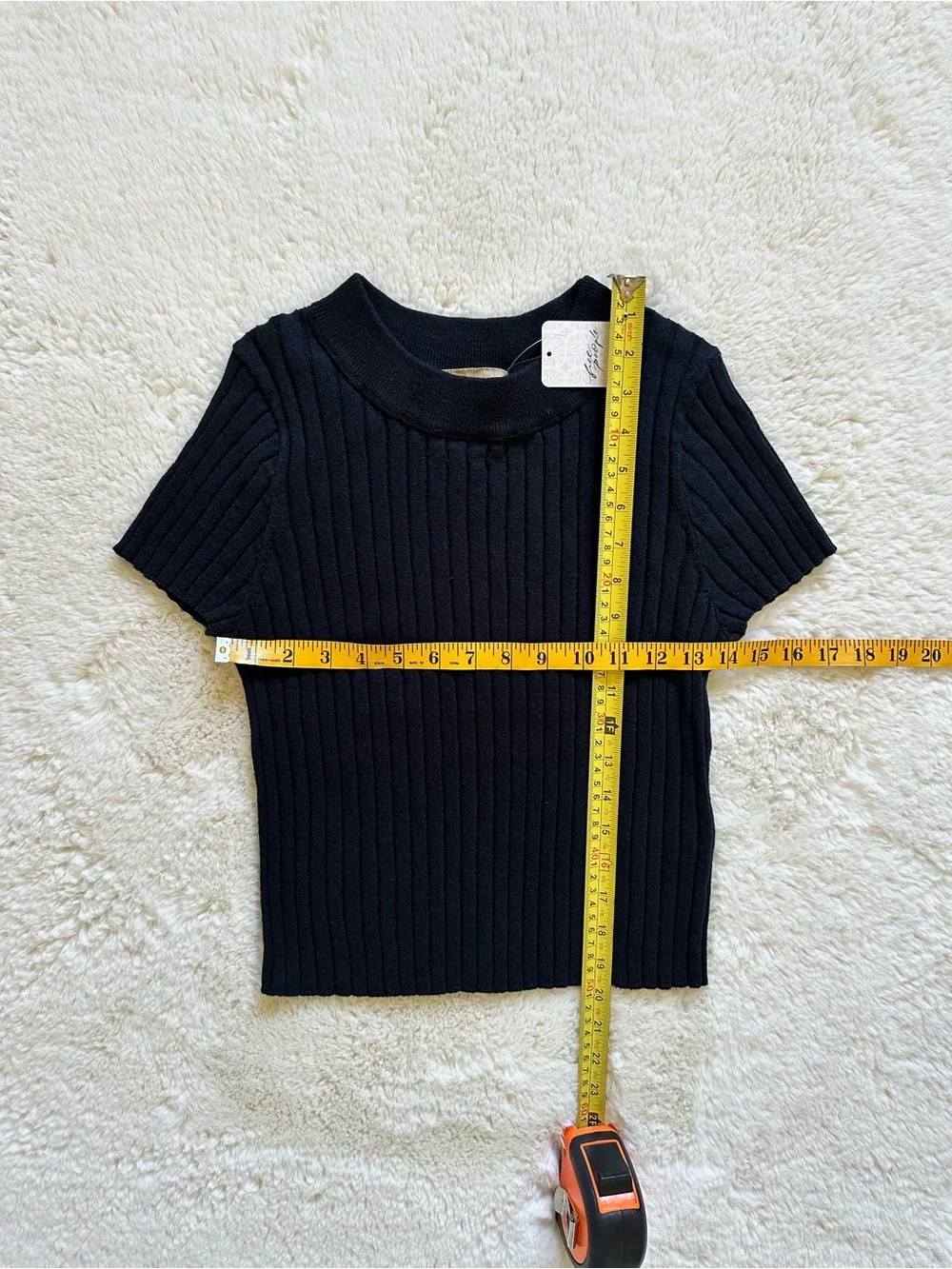 Free People Ribbed Baby Cropped Knit Top - Black Small NWT